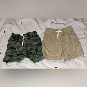 Toddler boys khaki, and cargo camo shorts